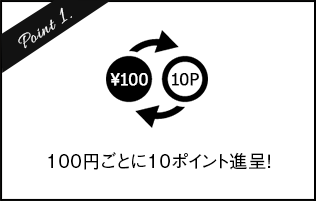 100円ごとに10ポイント進呈！
